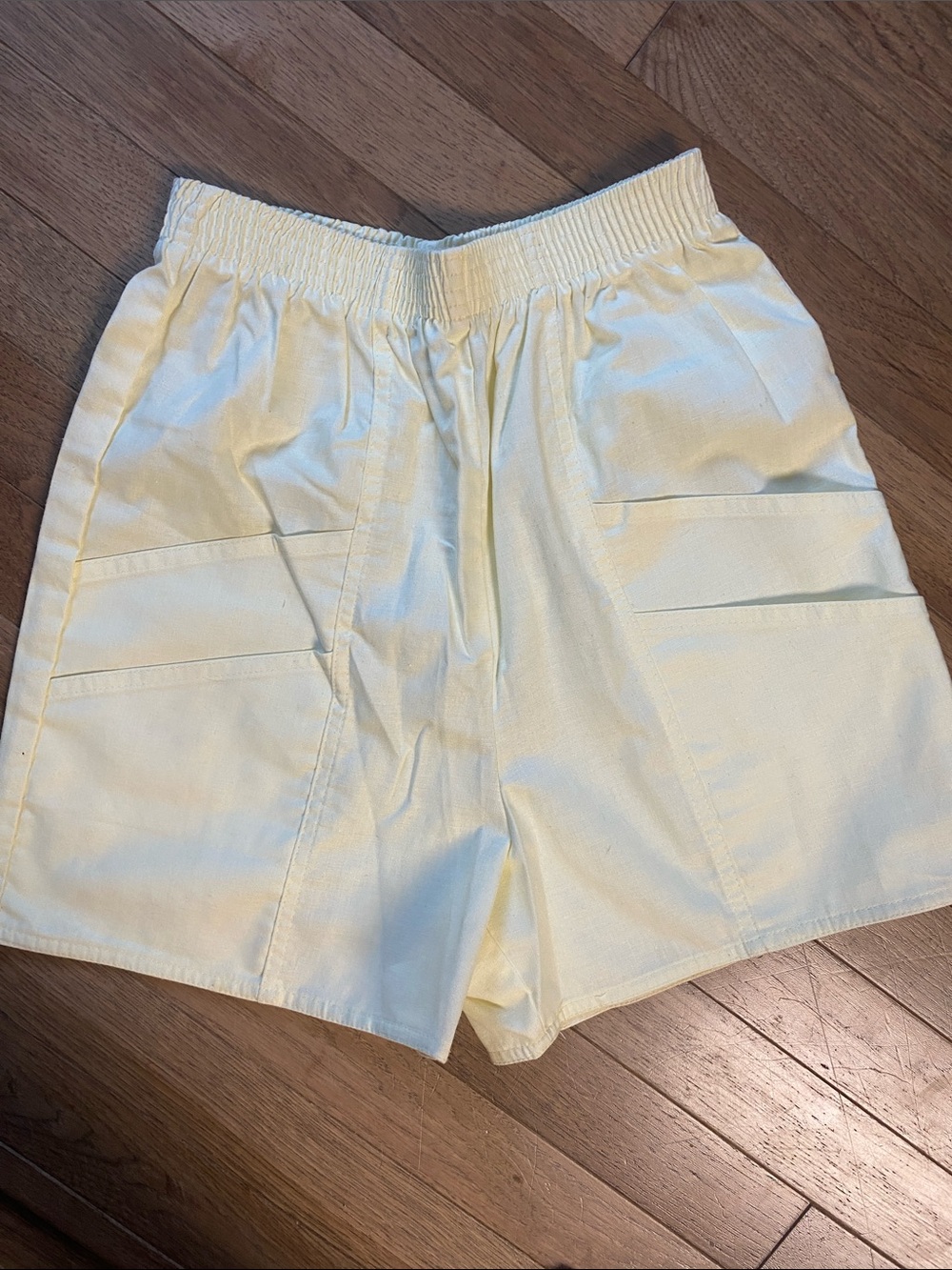 Cathy Daniels Pale Yellow Cargo Shorts with Elastic Waist
